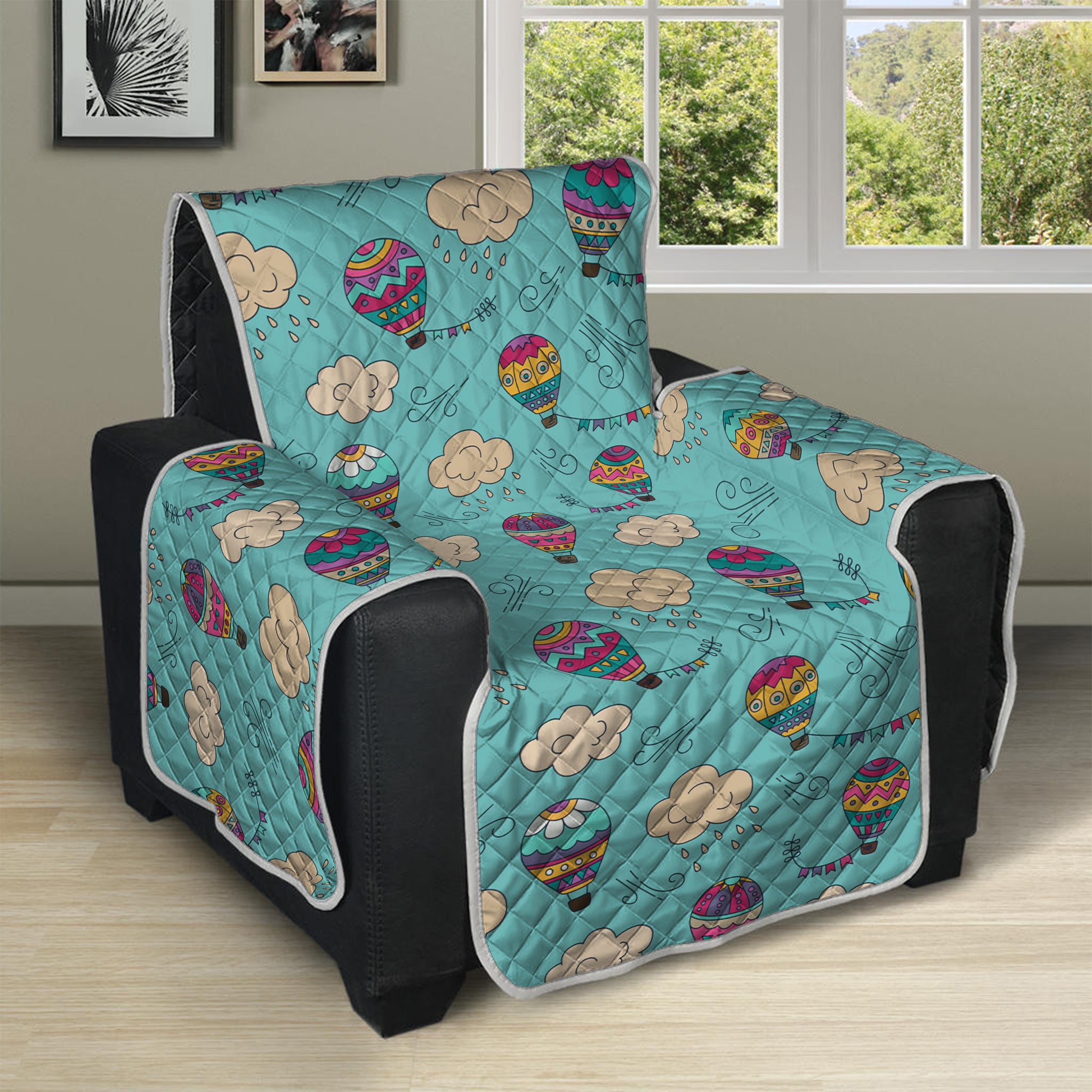 Cartoon Air Balloon Pattern Print Recliner Protector