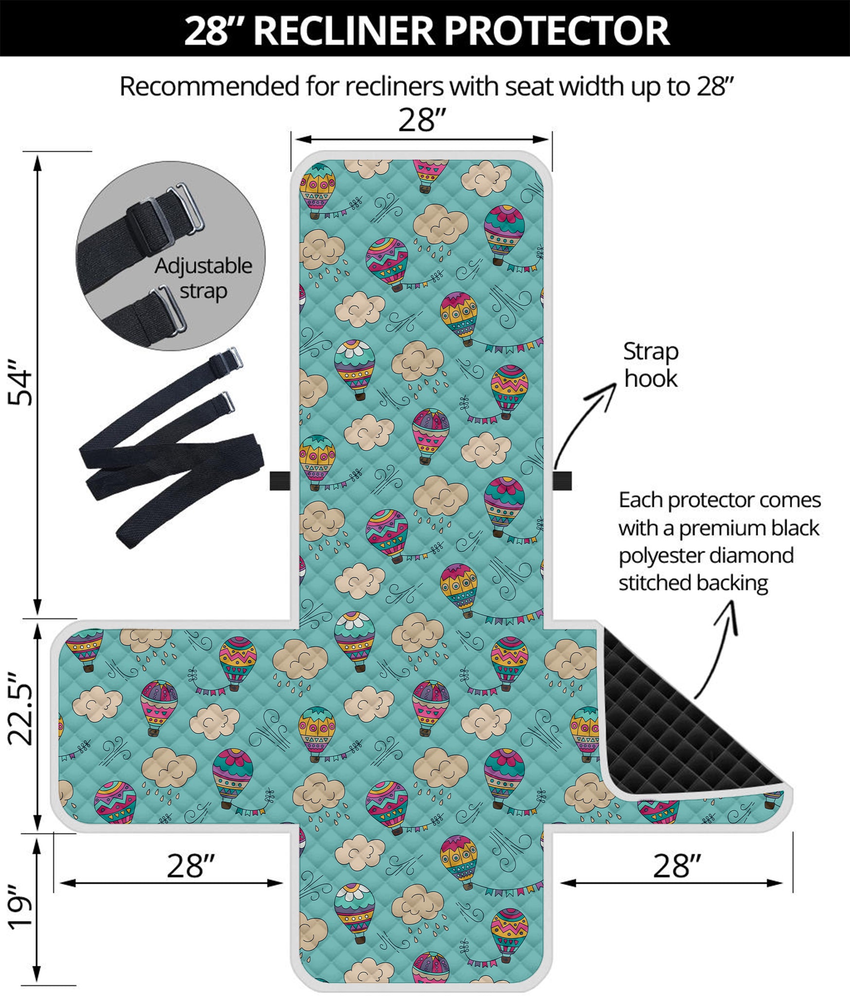 Cartoon Air Balloon Pattern Print Recliner Protector