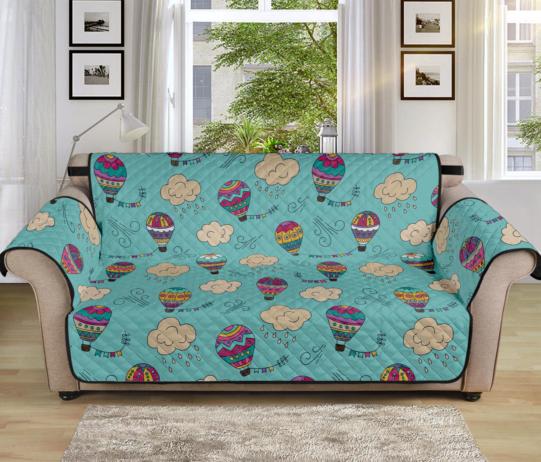 Cartoon Air Balloon Pattern Print Sofa Protector