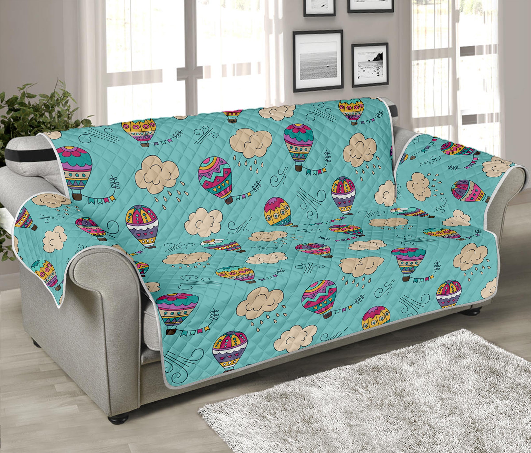 Cartoon Air Balloon Pattern Print Sofa Protector