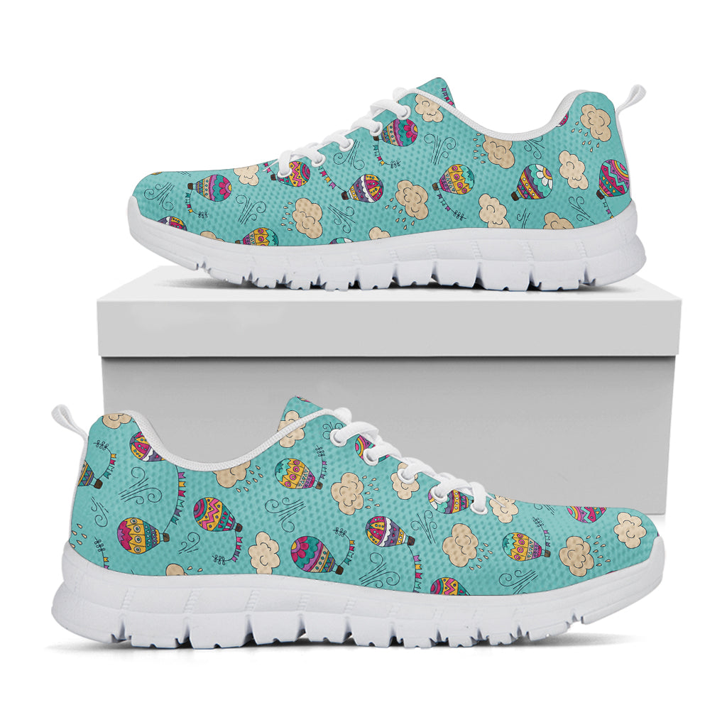 Cartoon Air Balloon Pattern Print White Sneakers