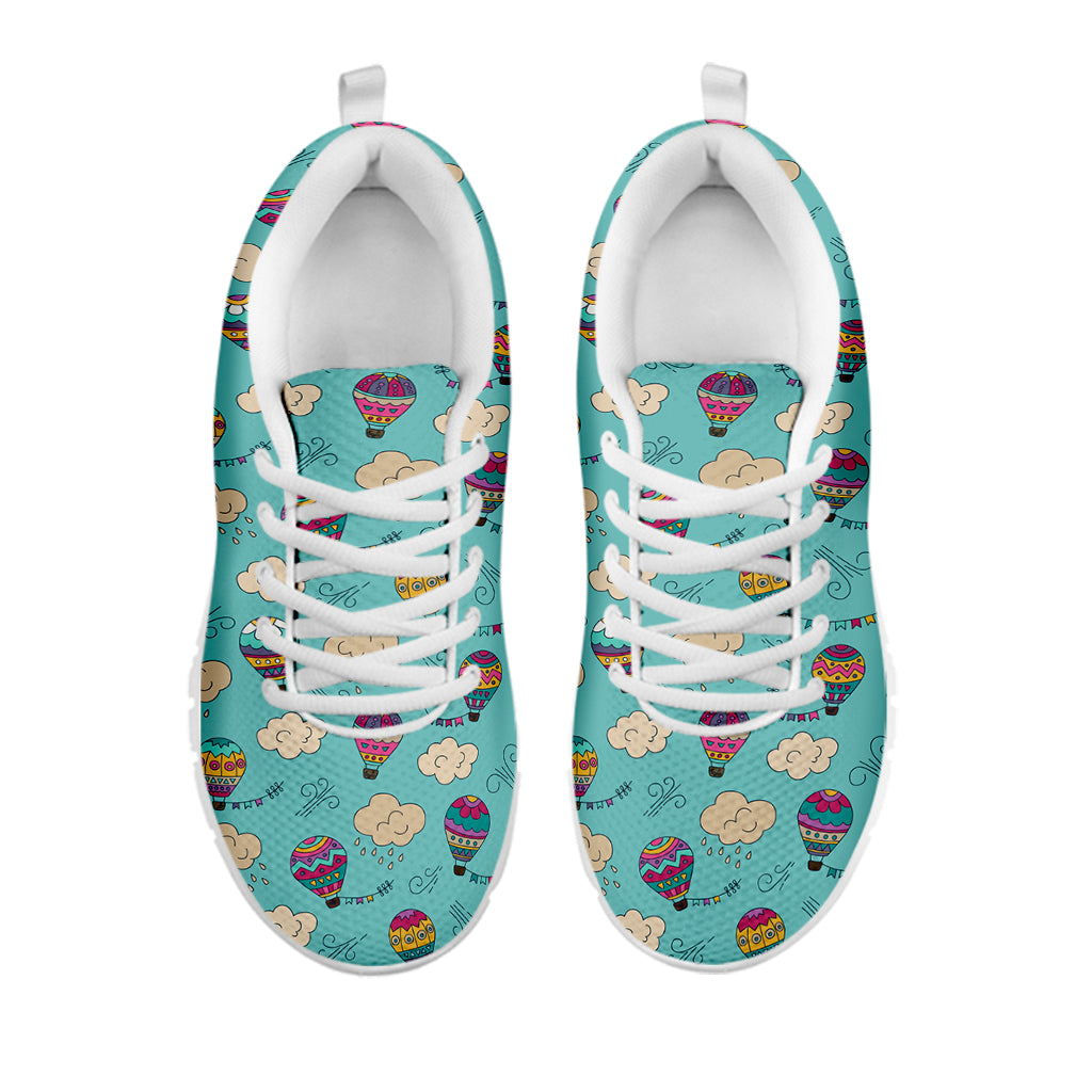 Cartoon Air Balloon Pattern Print White Sneakers