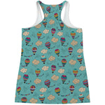 Cartoon Air Balloon Pattern Print Women's Racerback Tank Top
