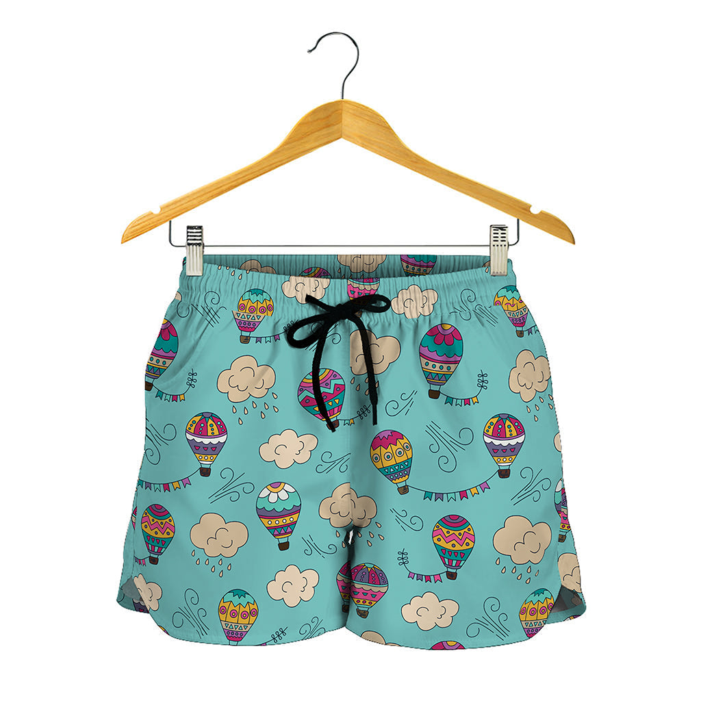 Cartoon Air Balloon Pattern Print Women's Shorts