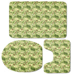 Cartoon Avocado Pattern Print 3 Piece Bath Mat Set