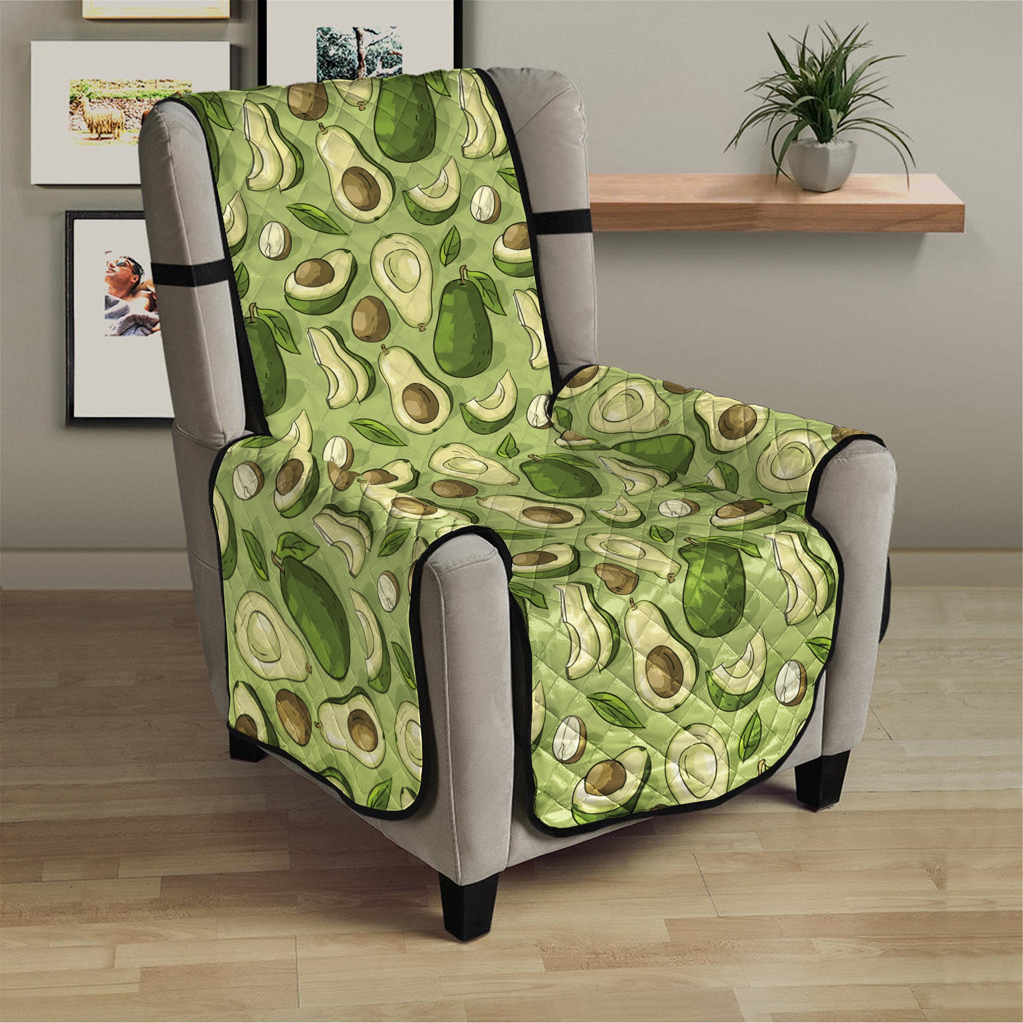 Cartoon Avocado Pattern Print Armchair Protector