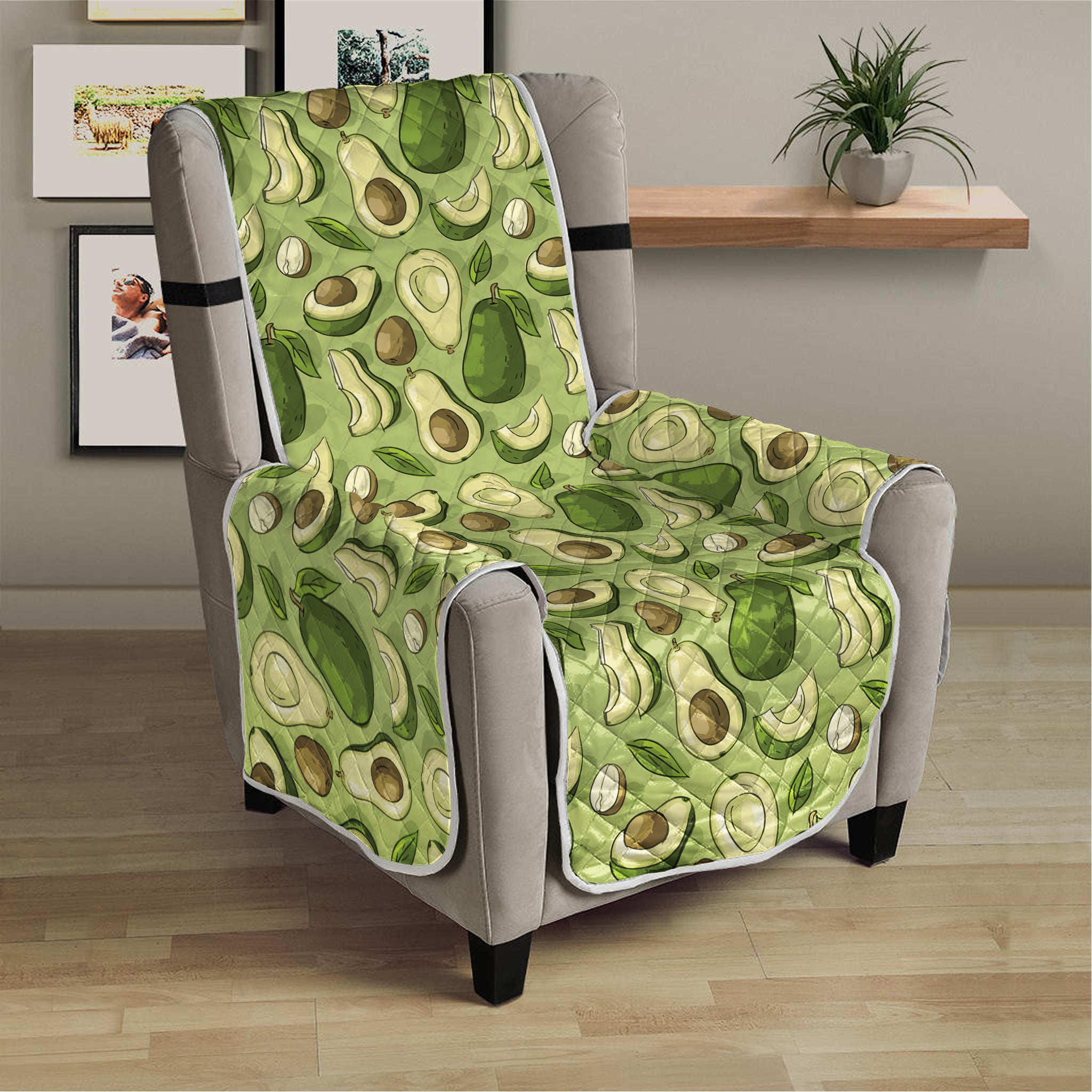 Cartoon Avocado Pattern Print Armchair Protector