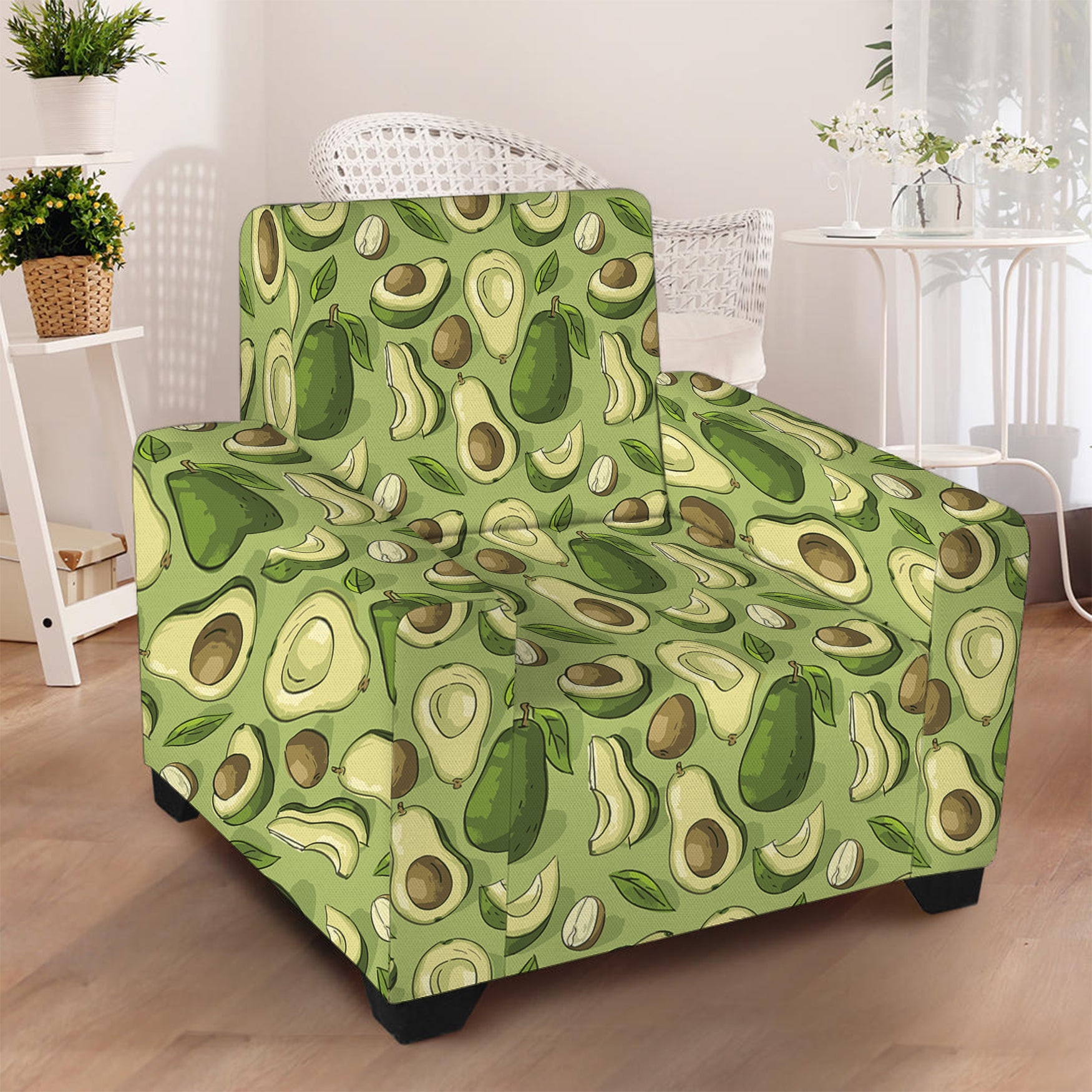 Cartoon Avocado Pattern Print Armchair Slipcover