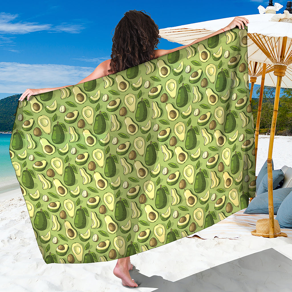 Cartoon Avocado Pattern Print Beach Sarong Wrap