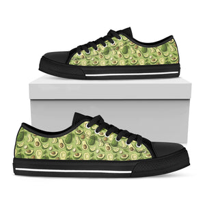 Cartoon Avocado Pattern Print Black Low Top Shoes