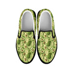 Cartoon Avocado Pattern Print Black Slip On Shoes