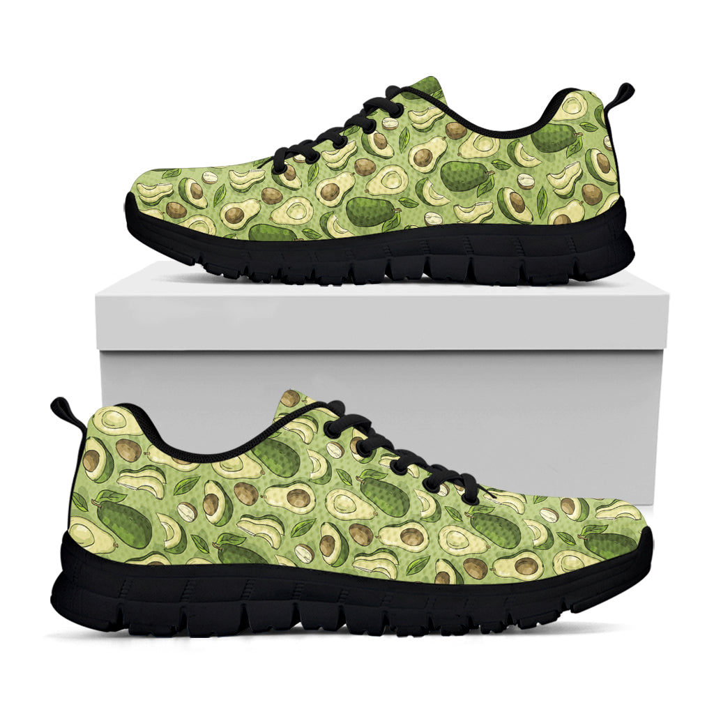 Cartoon Avocado Pattern Print Black Sneakers