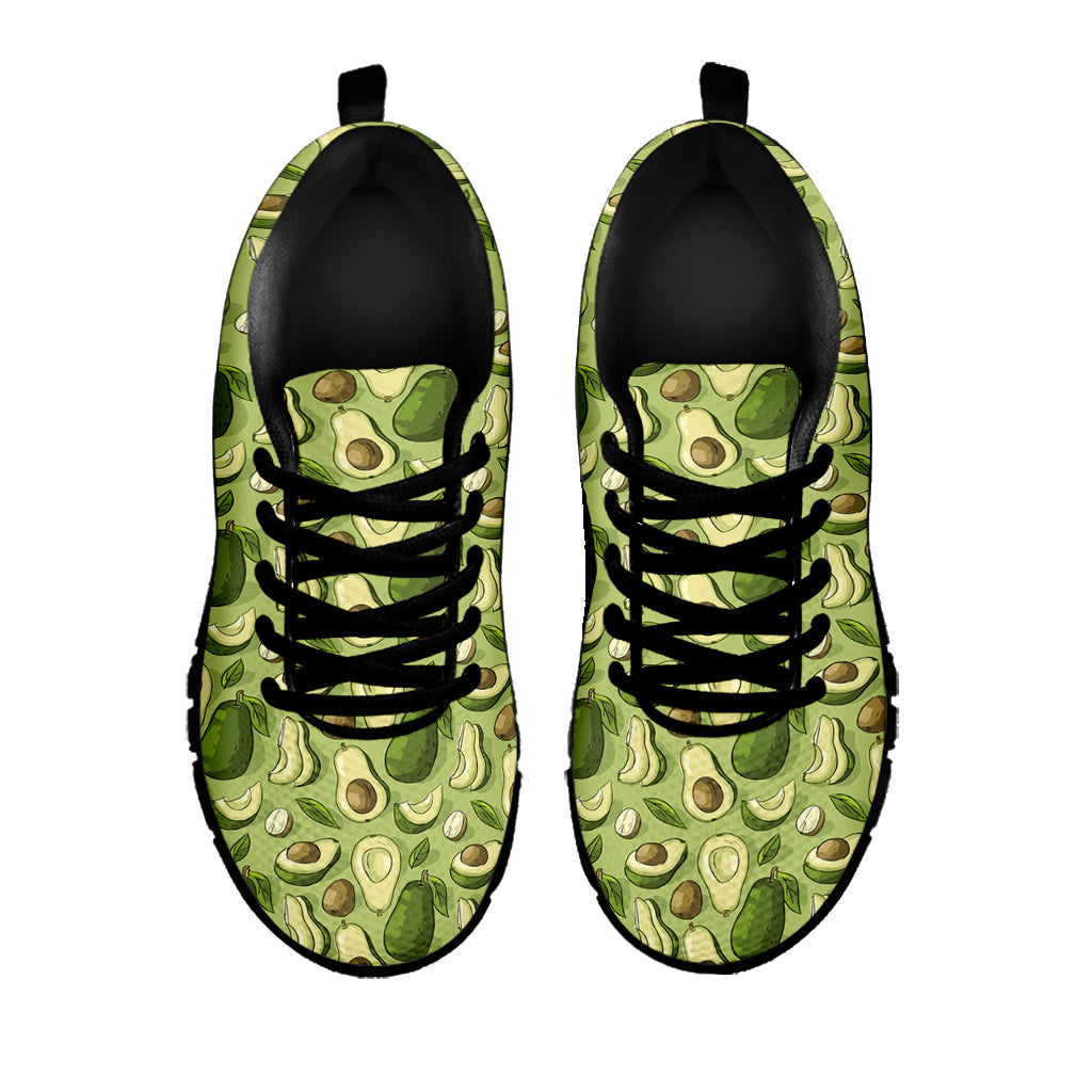 Cartoon Avocado Pattern Print Black Sneakers