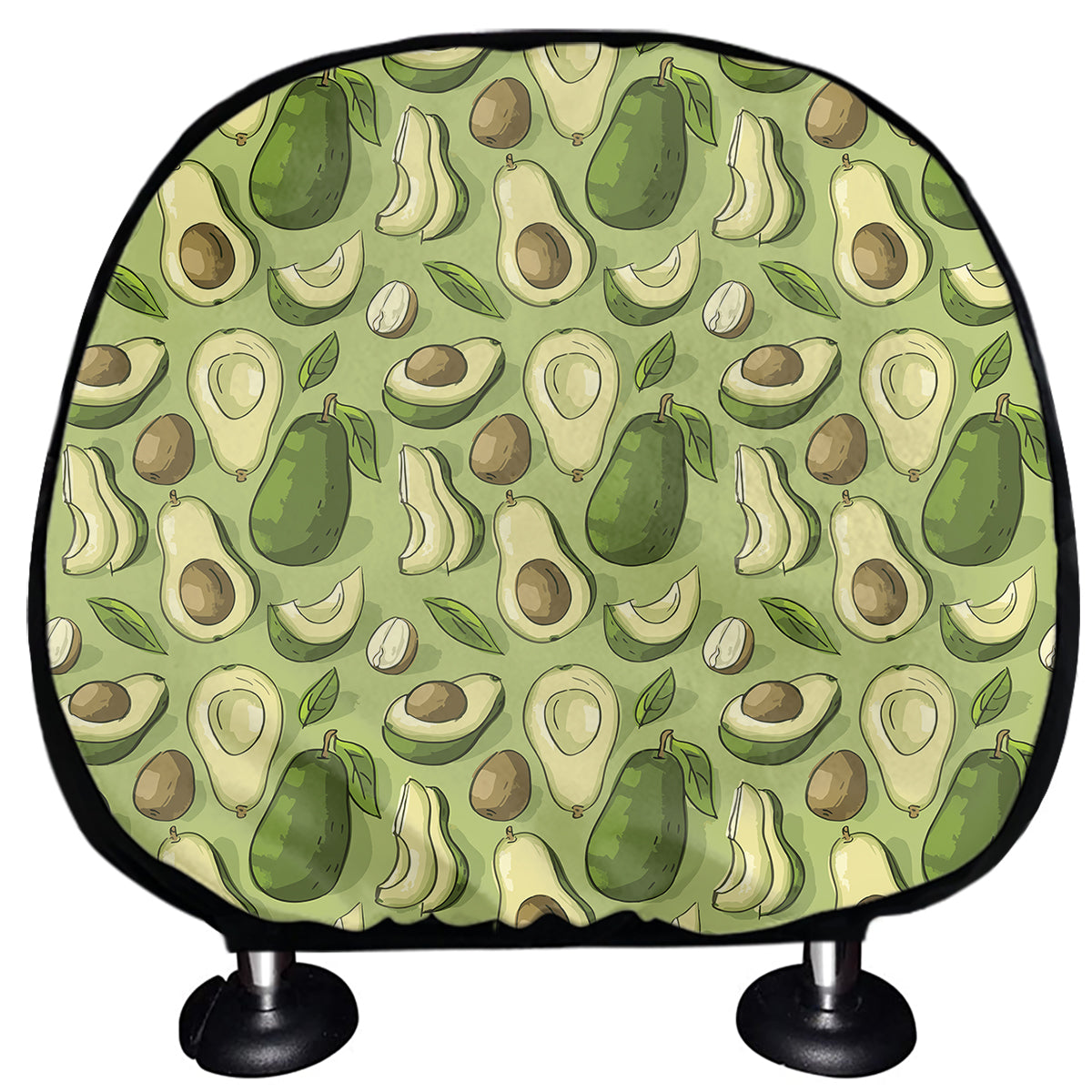 Cartoon Avocado Pattern Print Car Headrest Covers