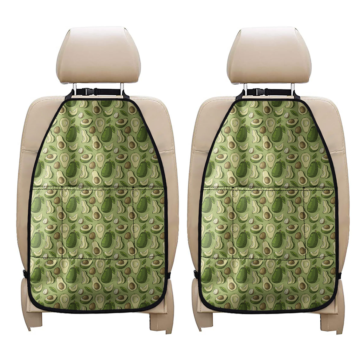 Cartoon Avocado Pattern Print Car Seat Organizers