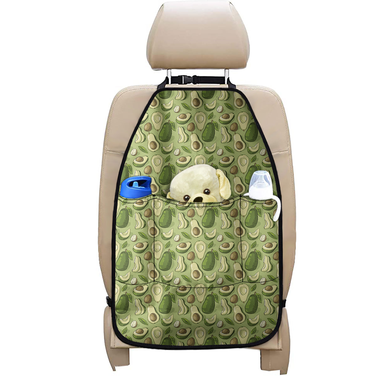 Cartoon Avocado Pattern Print Car Seat Organizers