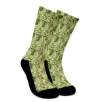 Cartoon Avocado Pattern Print Crew Socks