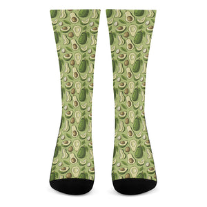 Cartoon Avocado Pattern Print Crew Socks