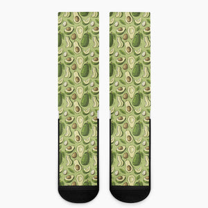 Cartoon Avocado Pattern Print Crew Socks