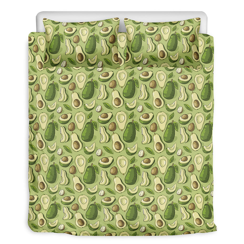 Cartoon Avocado Pattern Print Duvet Cover Bedding Set