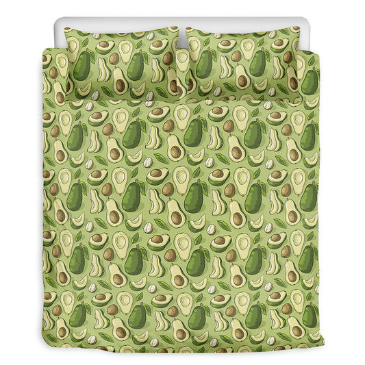 Cartoon Avocado Pattern Print Duvet Cover Bedding Set