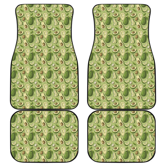 Cartoon Avocado Pattern Print Front and Back Car Floor Mats