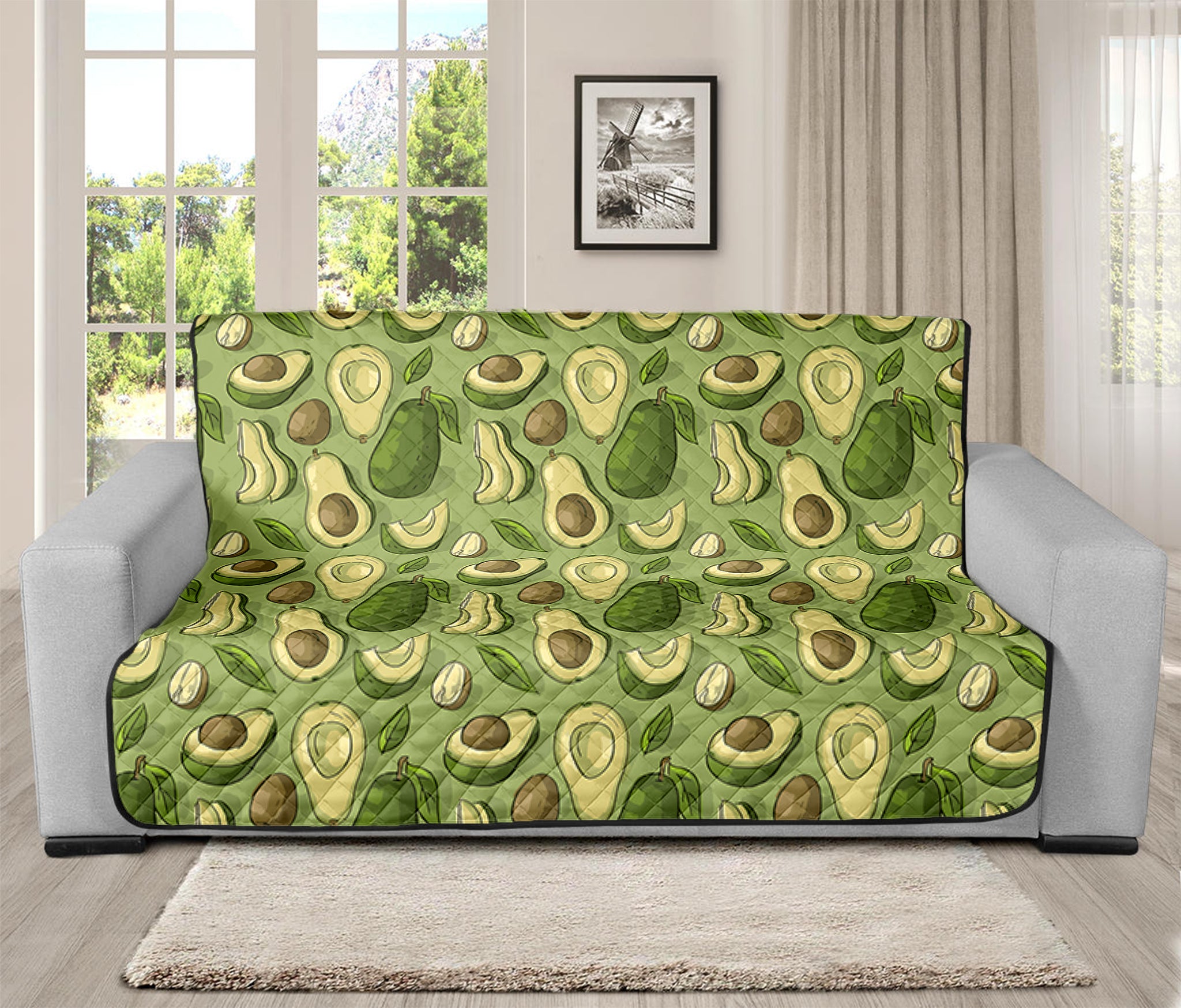 Cartoon Avocado Pattern Print Futon Protector