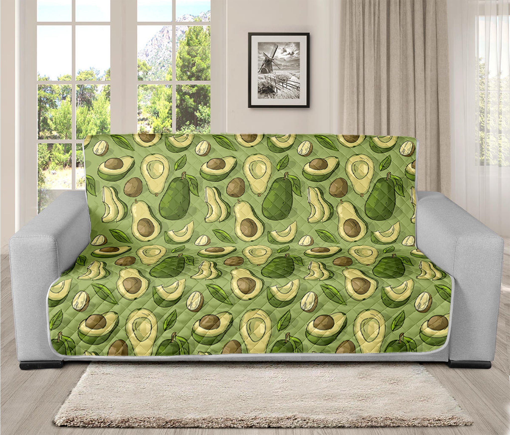 Cartoon Avocado Pattern Print Futon Protector