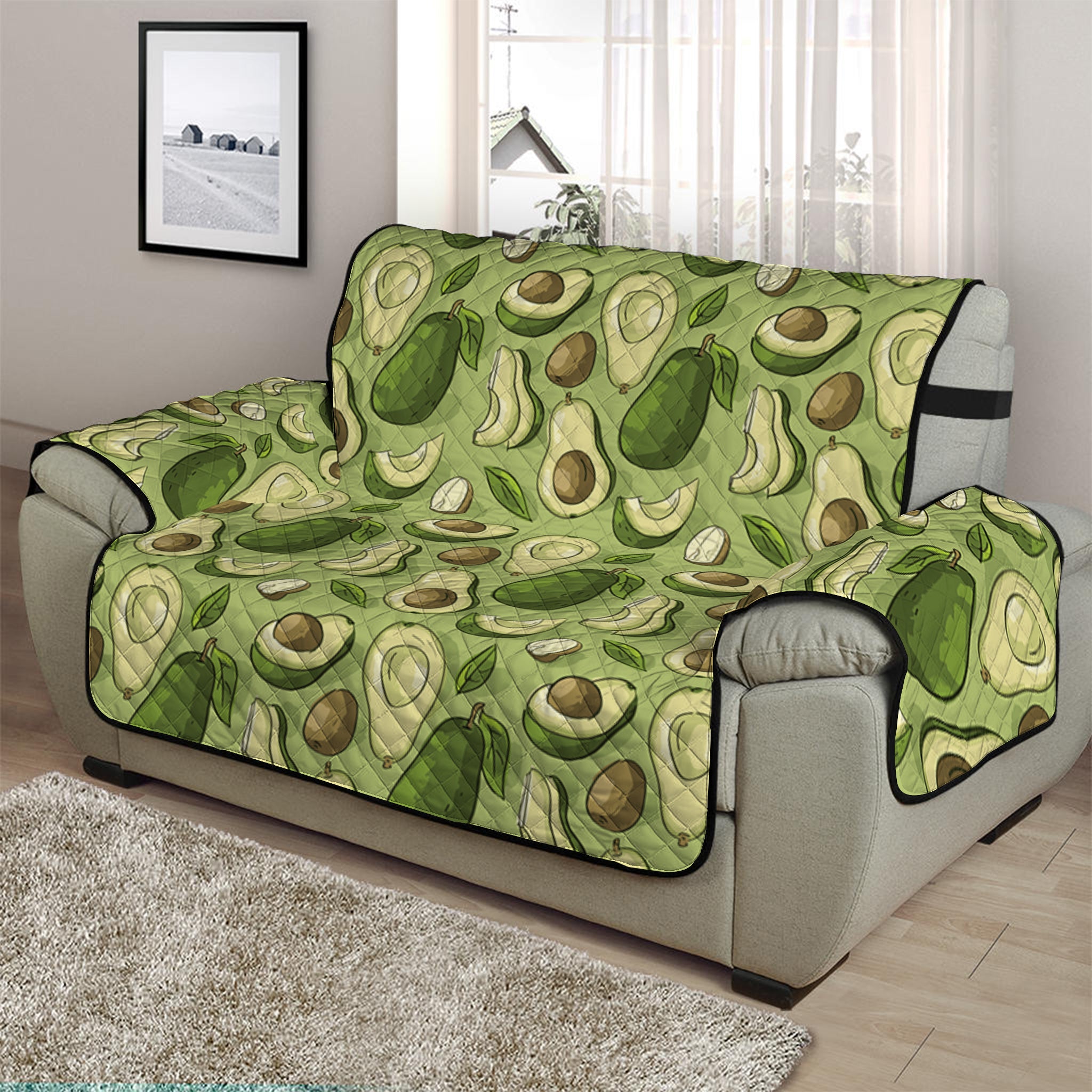 Cartoon Avocado Pattern Print Half Sofa Protector