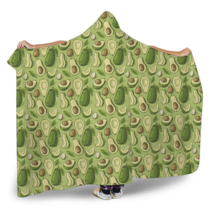 Cartoon Avocado Pattern Print Hooded Blanket