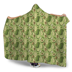 Cartoon Avocado Pattern Print Hooded Blanket