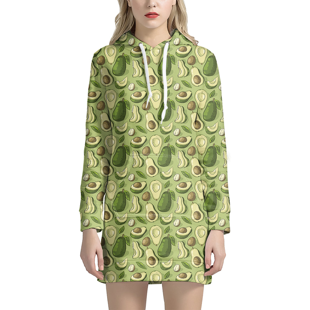 Cartoon Avocado Pattern Print Hoodie Dress