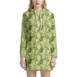 Cartoon Avocado Pattern Print Hoodie Dress