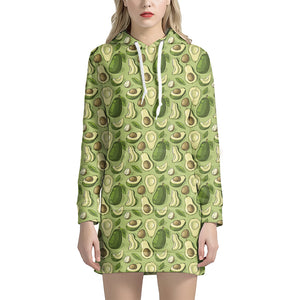 Cartoon Avocado Pattern Print Hoodie Dress