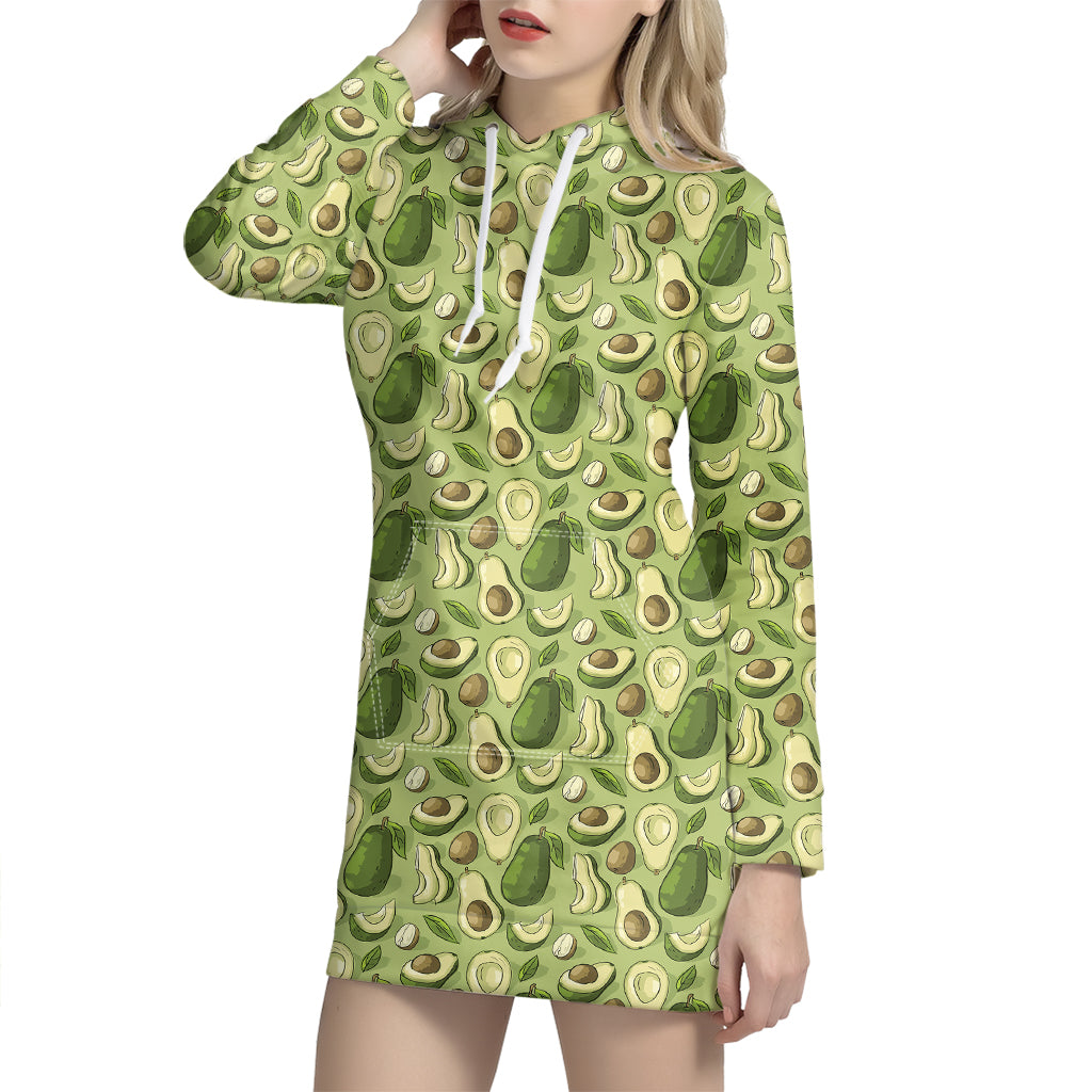 Cartoon Avocado Pattern Print Hoodie Dress