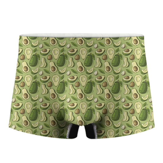 Cartoon Avocado Pattern Print Men's Boxer Briefs