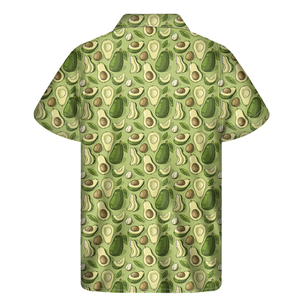 Cartoon Avocado Pattern Print Men's Short Sleeve Shirt