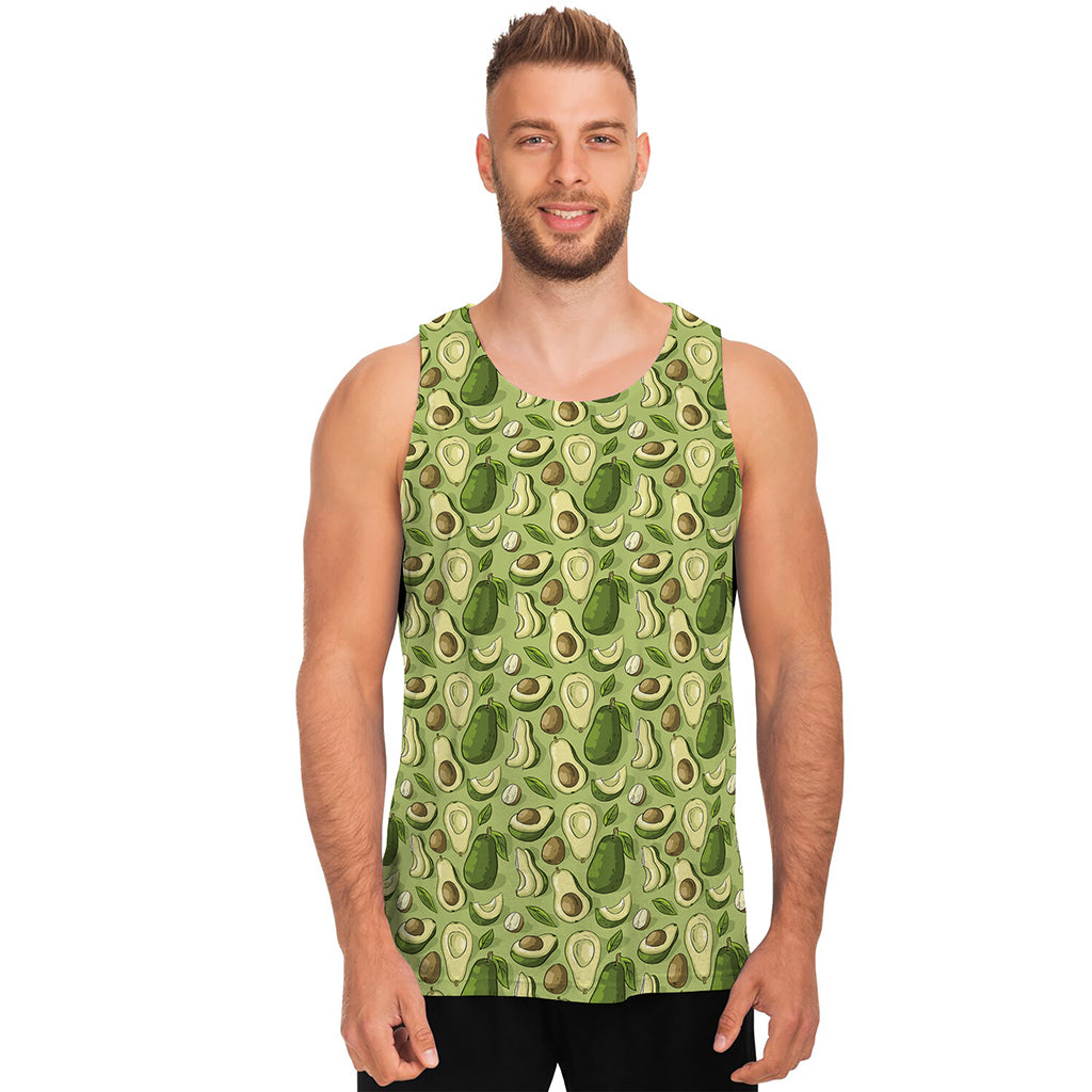 Cartoon Avocado Pattern Print Men's Tank Top