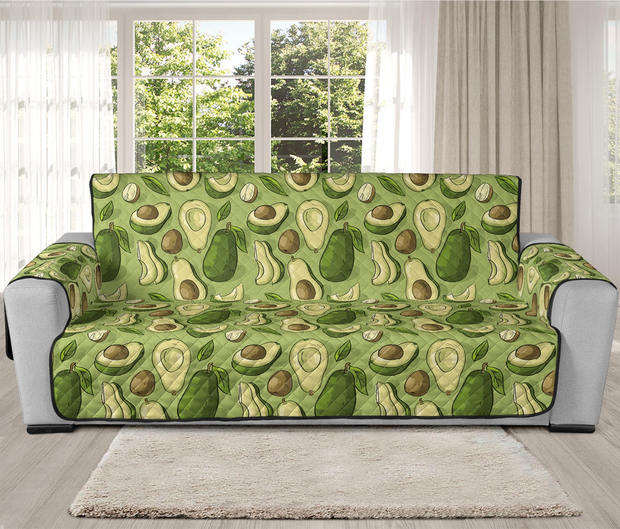 Cartoon Avocado Pattern Print Oversized Sofa Protector