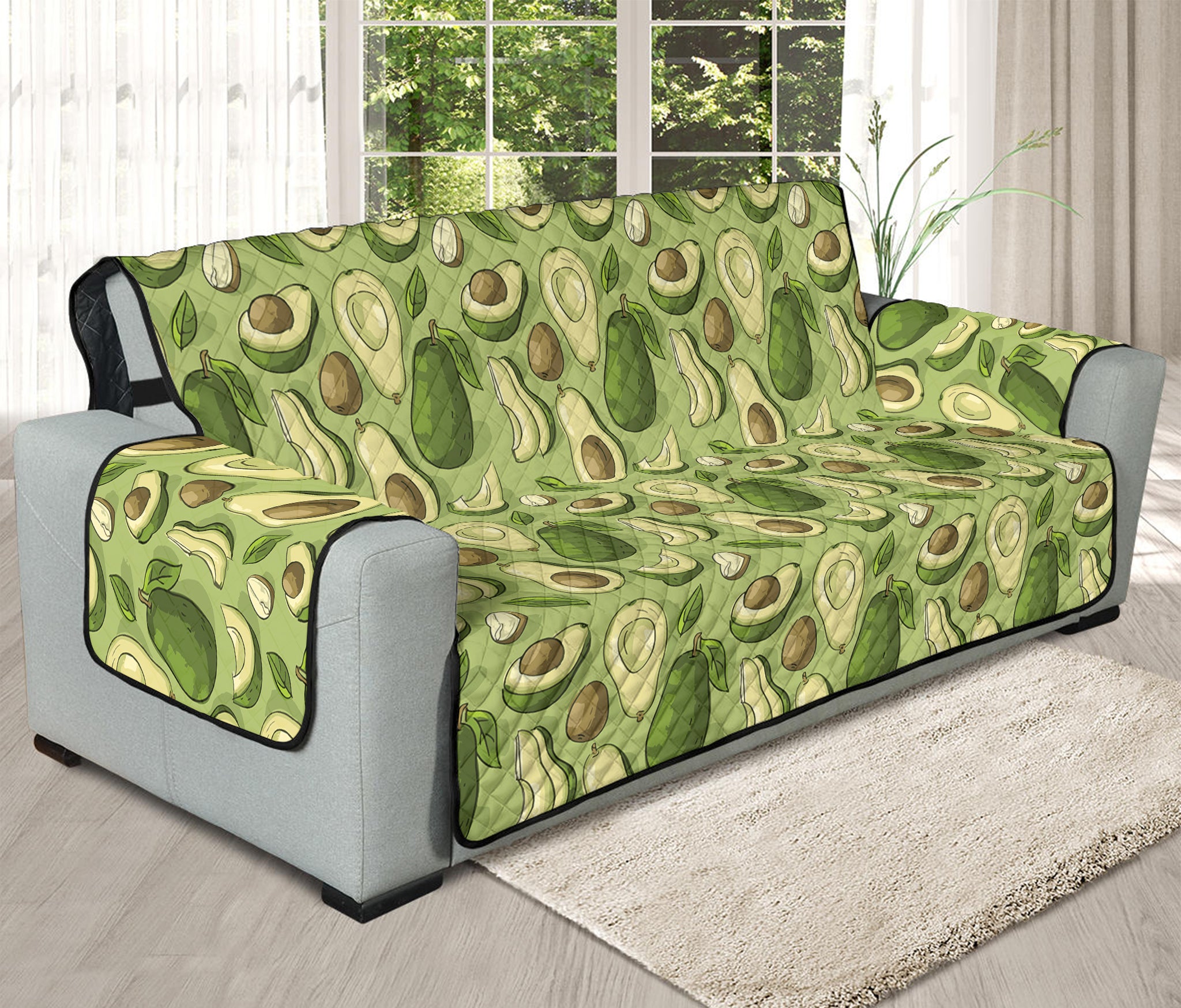 Cartoon Avocado Pattern Print Oversized Sofa Protector