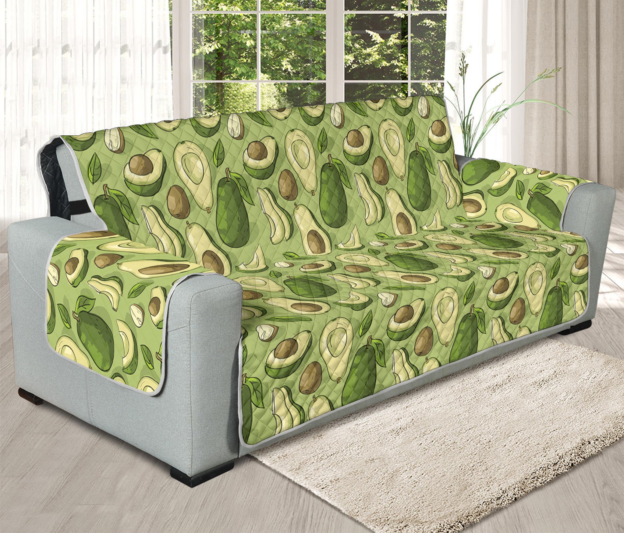 Cartoon Avocado Pattern Print Oversized Sofa Protector