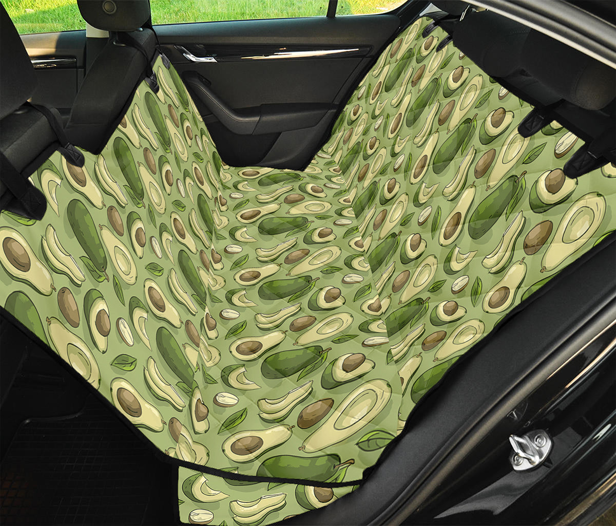 Cartoon Avocado Pattern Print Pet Car Back Seat Cover