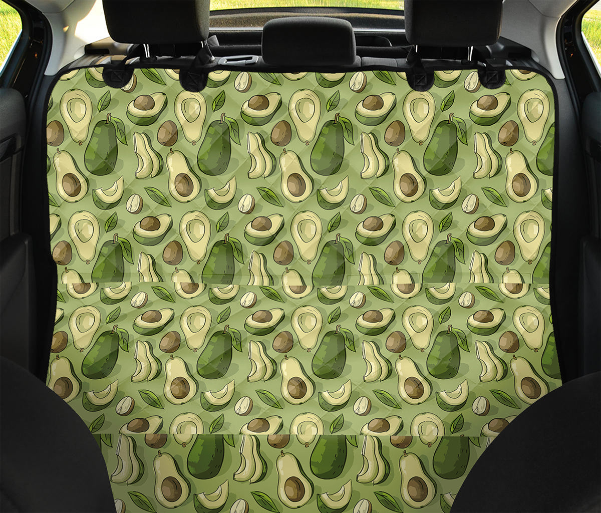 Cartoon Avocado Pattern Print Pet Car Back Seat Cover