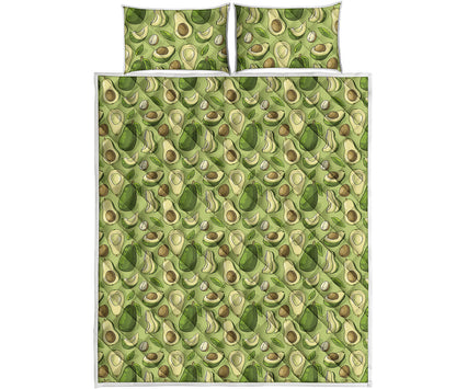 Cartoon Avocado Pattern Print Quilt Bed Set