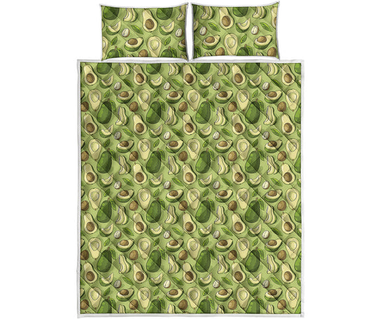 Cartoon Avocado Pattern Print Quilt Bed Set