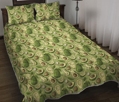 Cartoon Avocado Pattern Print Quilt Bed Set
