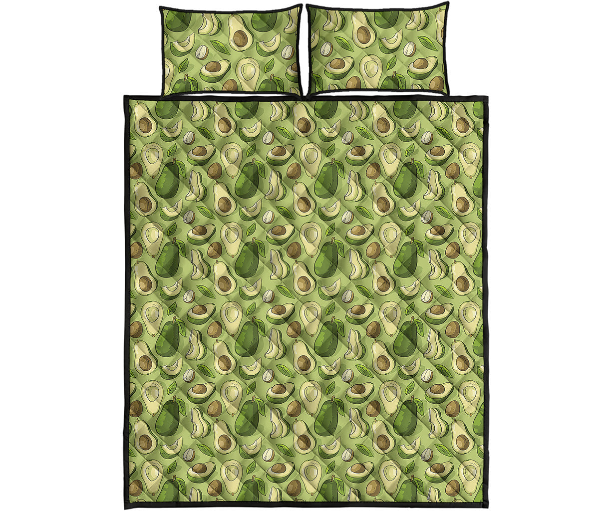 Cartoon Avocado Pattern Print Quilt Bed Set