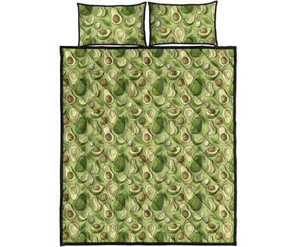Cartoon Avocado Pattern Print Quilt Bed Set