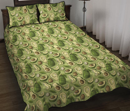 Cartoon Avocado Pattern Print Quilt Bed Set