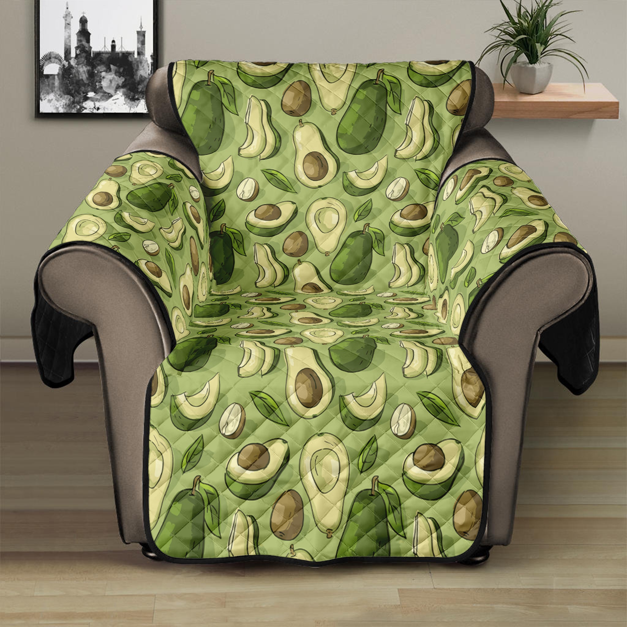 Cartoon Avocado Pattern Print Recliner Protector